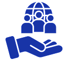 Hand supporting global community icon