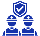 Safety gear on construction workers icon