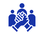 Teamwork symbol with clasped hands