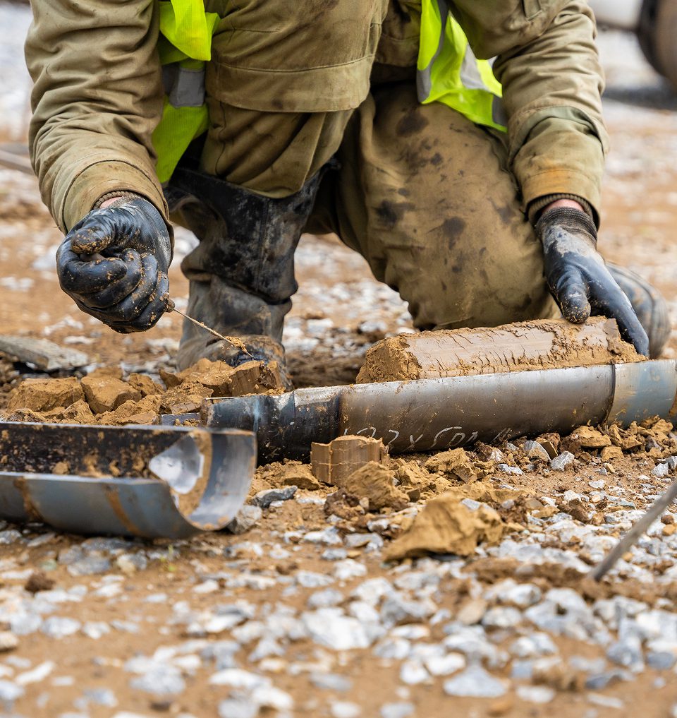 Geotechnical analysis with soil core sample