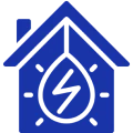 House with water and energy symbol