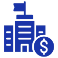 Financial institution symbol with flag